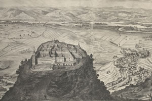 Matthäus Küsel: Donaupanorama mit Stift Göttweig, 1668 (Ausschnitt)